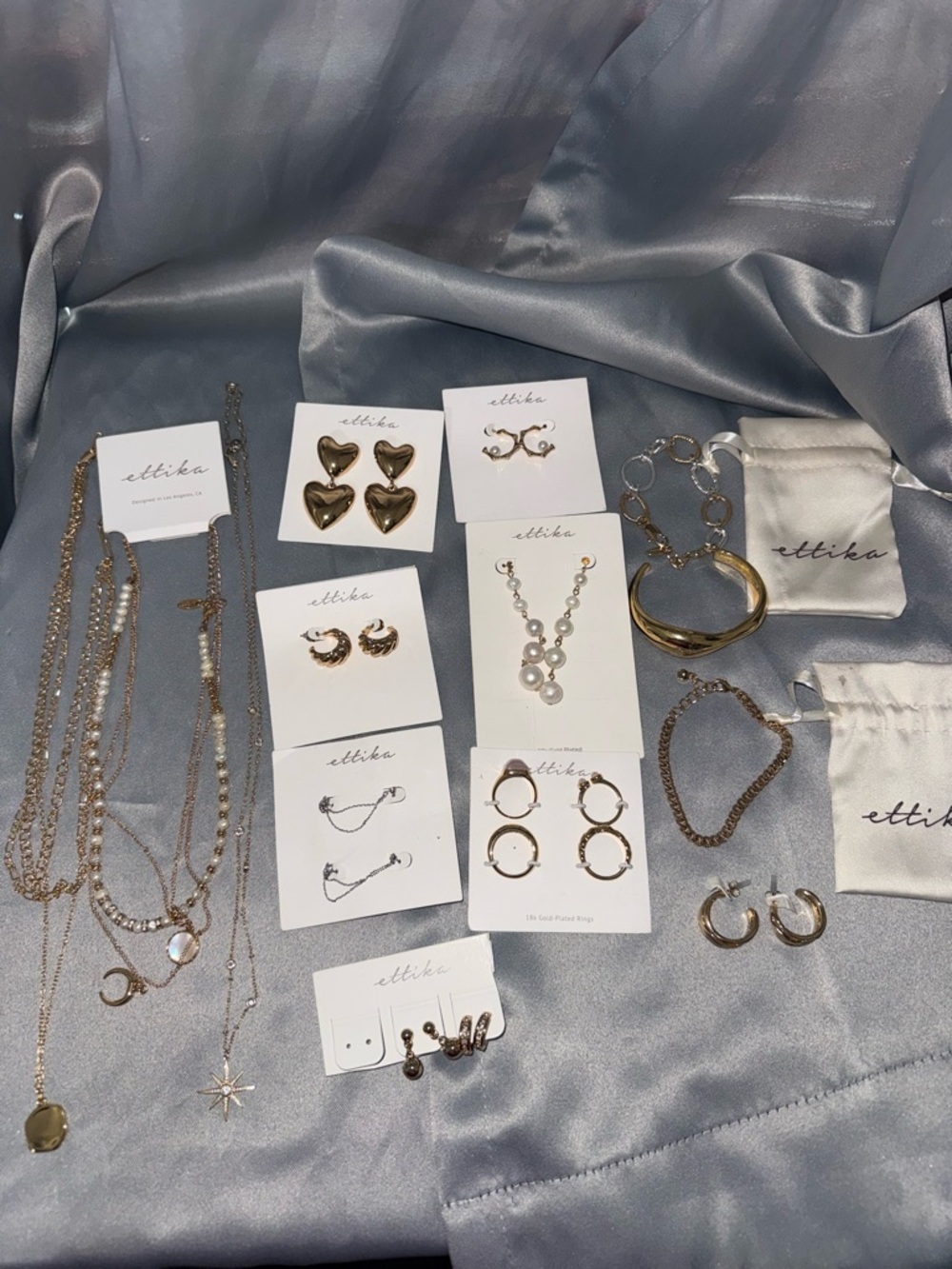 ettika Gold-Tone Layered Necklace and Mixed Earring Set